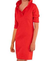 GRETCHEN SCOTT Jersey Ruffneck Mini Dress in crimson 1 - women's dress
