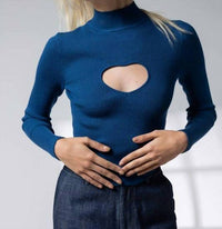 Papermoon - Heart Cutout Mock Neck Top