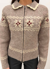 Urban Daizy - Fair Isle Zip Up Knit Cardigan