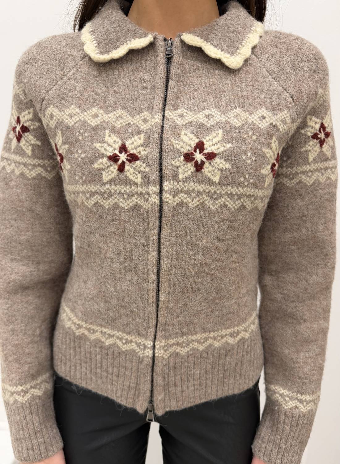 Urban Daizy - Fair Isle Zip Up Knit Cardigan