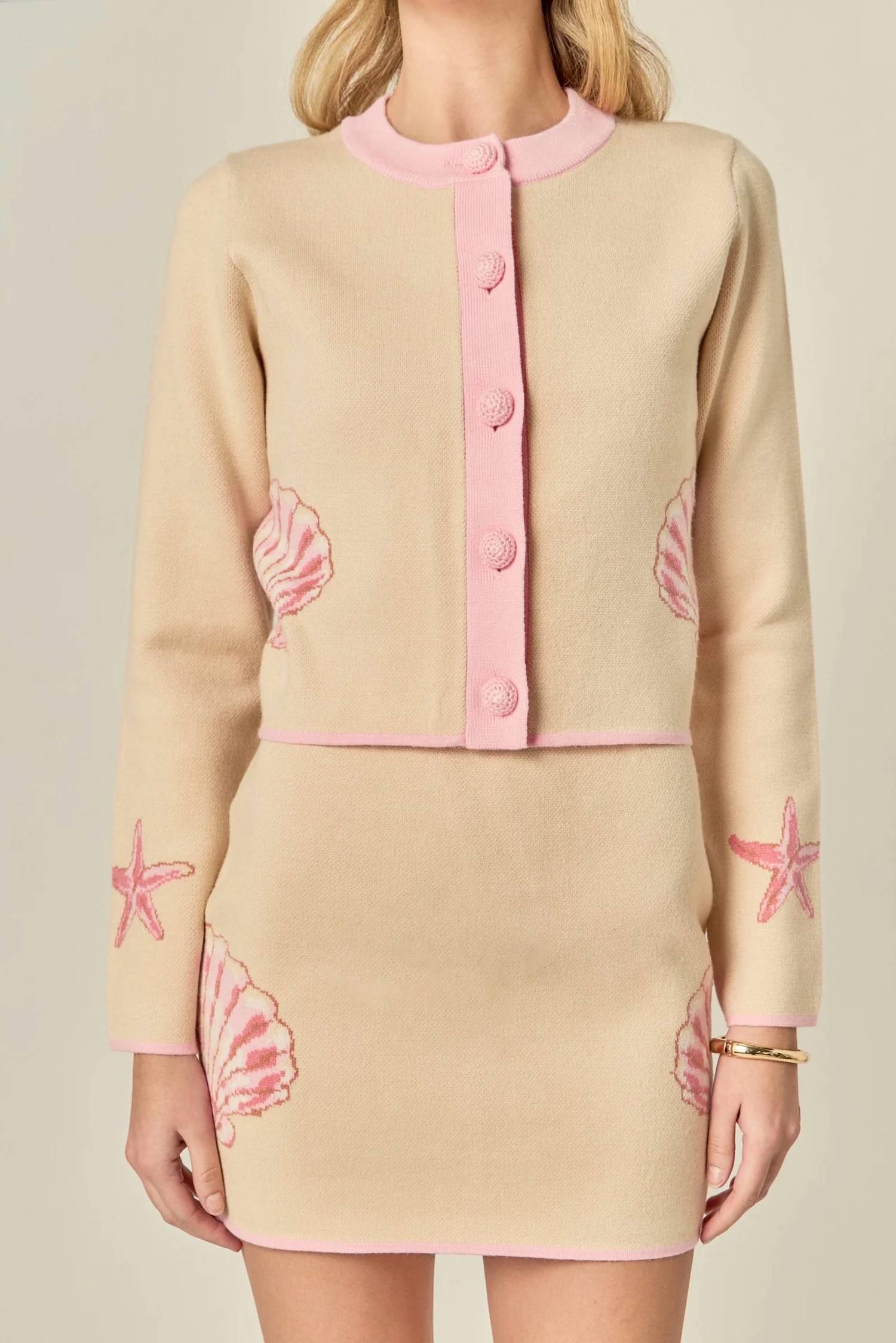English Factory - Seashell Button Front Cardigan