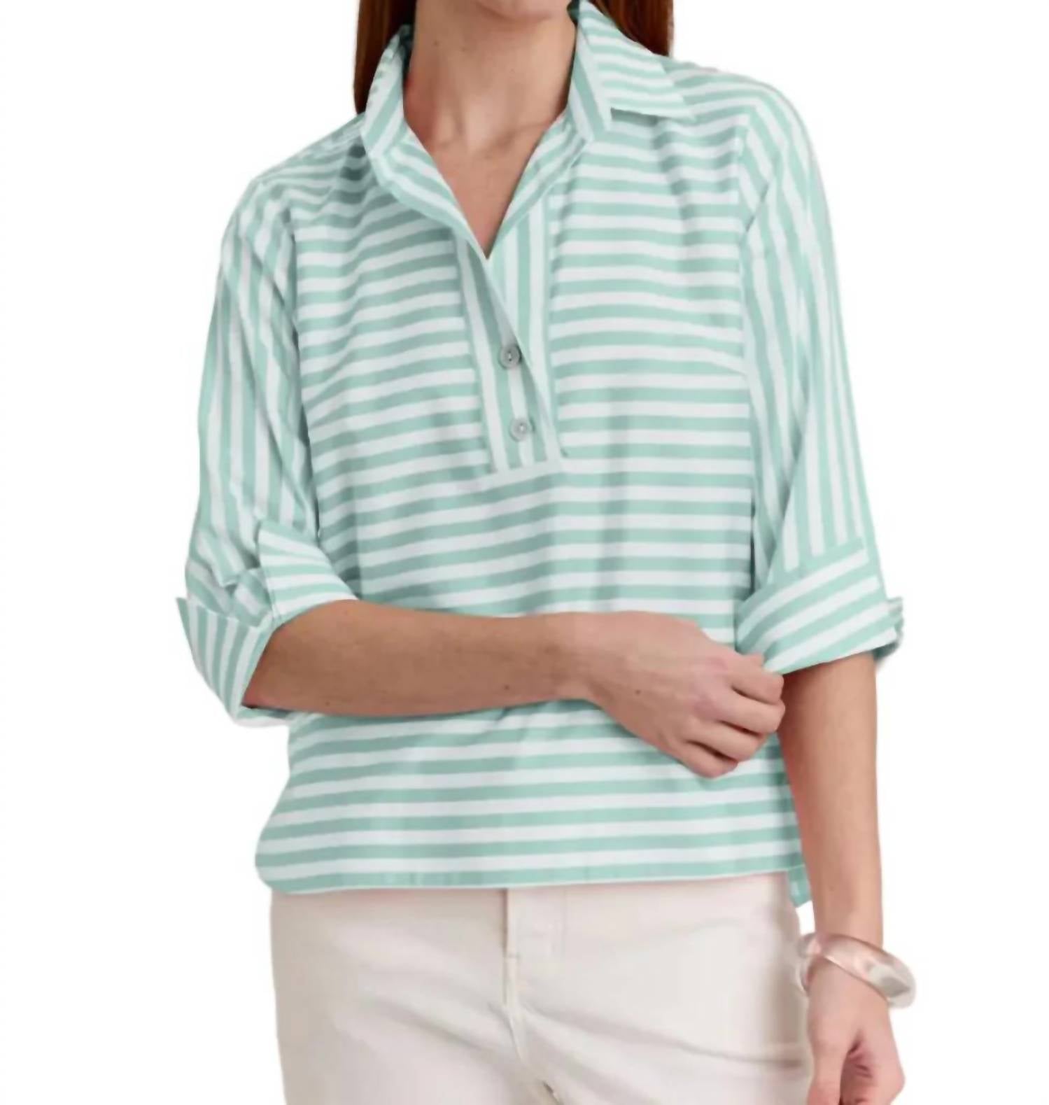 Hinson Wu - Aileen 3/4 Sleeve Stripe Gingham Blouse