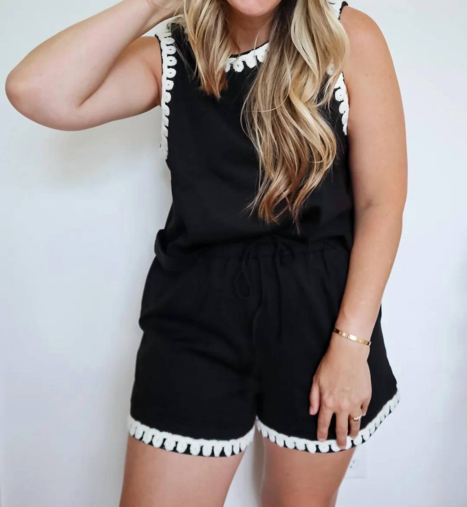 Anniewear - Women's Natalie Embroidered Knit Tank And Short Set