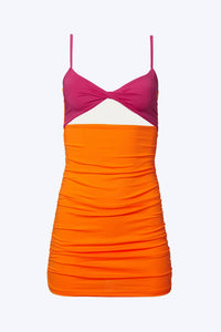 CUTOUT TWO-TONE STRETCH-JERSEY MINI DRESS