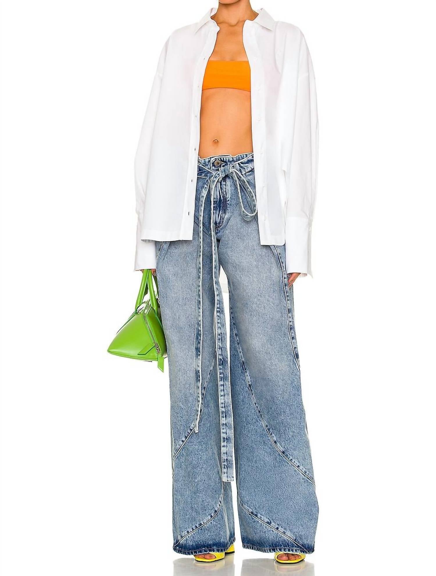 THE ATTICO Pre-loved High Rise Wide-leg Jean in denim - women's jeans - view 4