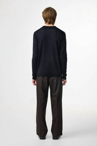 NN07 Thor Long Sleeve Polo in deep navy - men's shirt - detail view