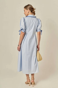 English Factory - Embroidered Puff Sleeve Midi Dress