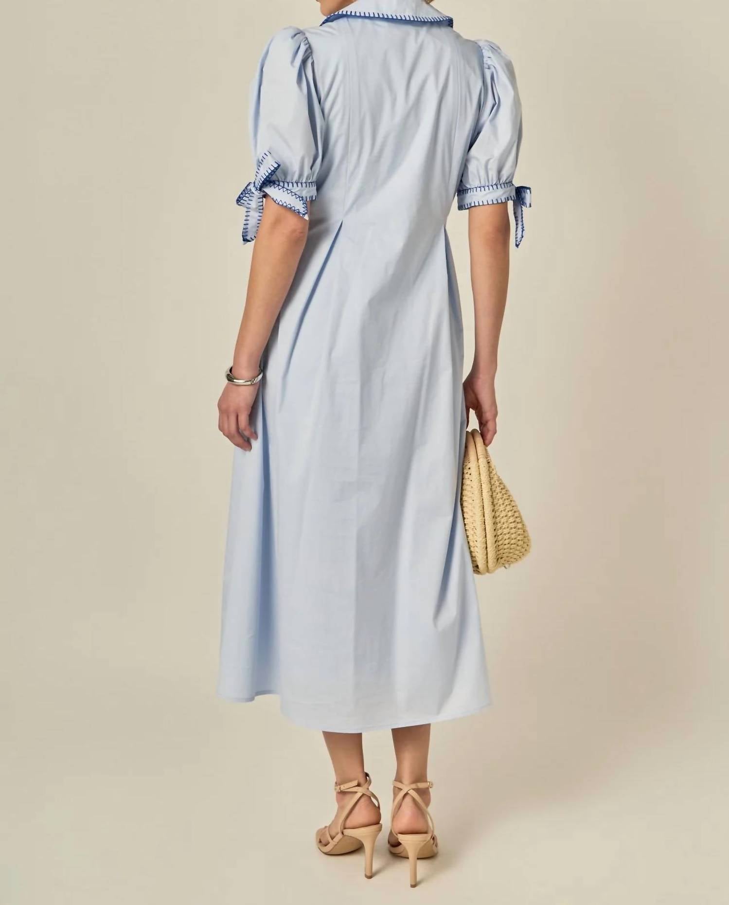 English Factory - Embroidered Puff Sleeve Midi Dress