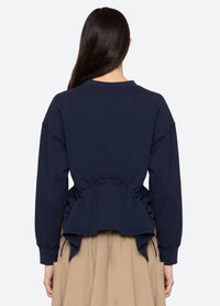 SEA Athena Long Sleeve Sweatshirt in navy - women's top - detail view