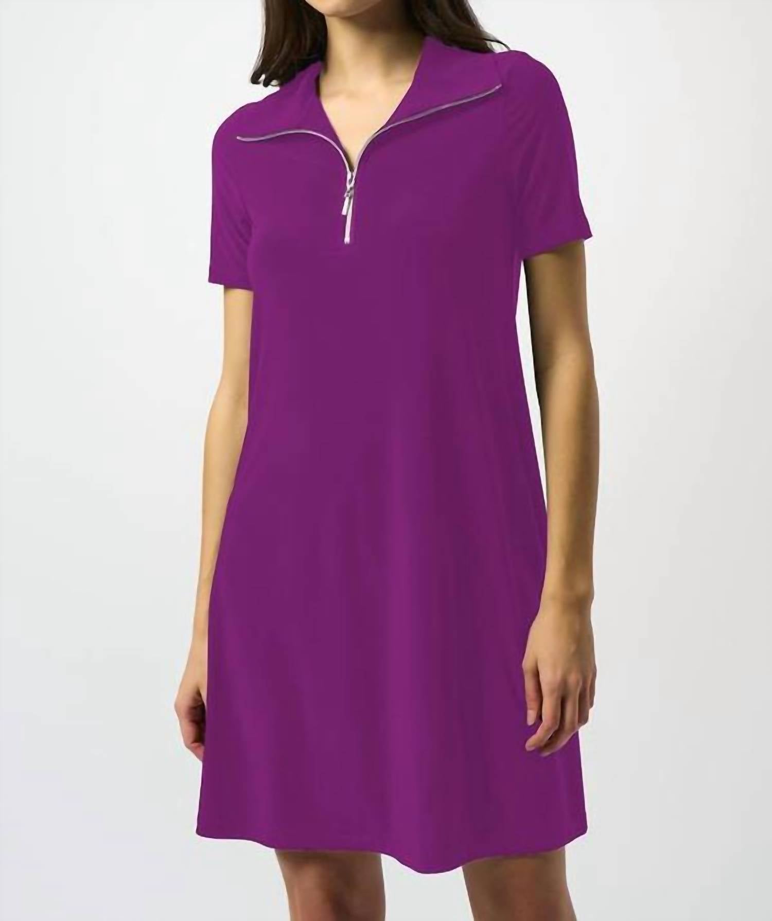 Joseph Ribkoff - Zipped Collar Trapeze Dress