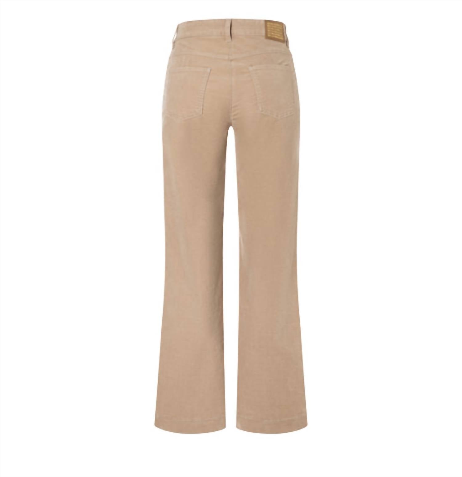 MAC Women's Wide Leg Velvet Jeans in sand beige - women's jeans - detail view
