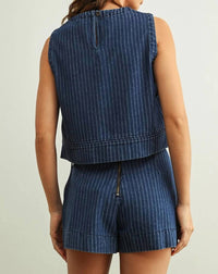 Miou Muse - Pinstriped Denim Skort