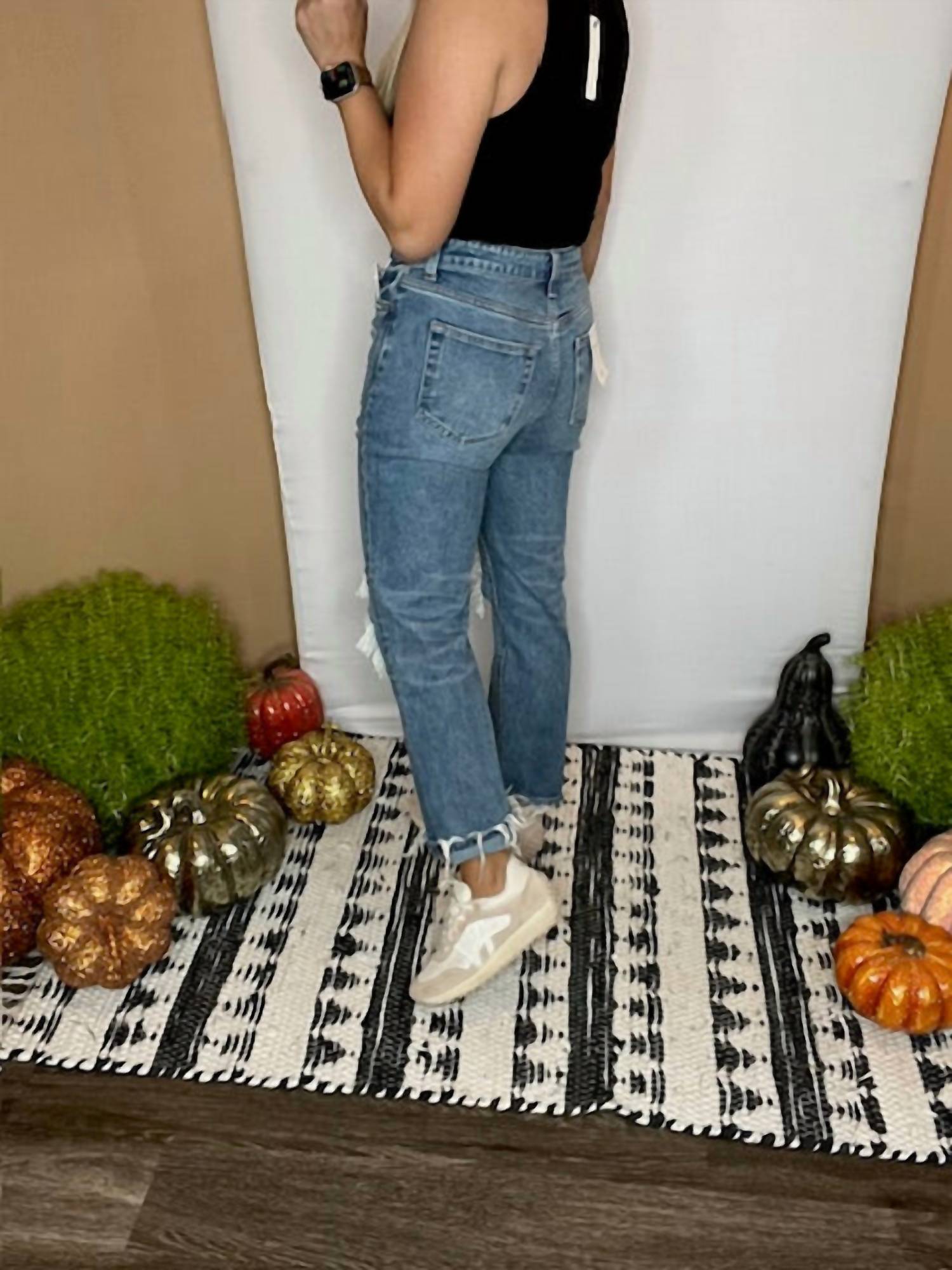 Flying Monkey - Mid Rise Distressed Straight Jeans