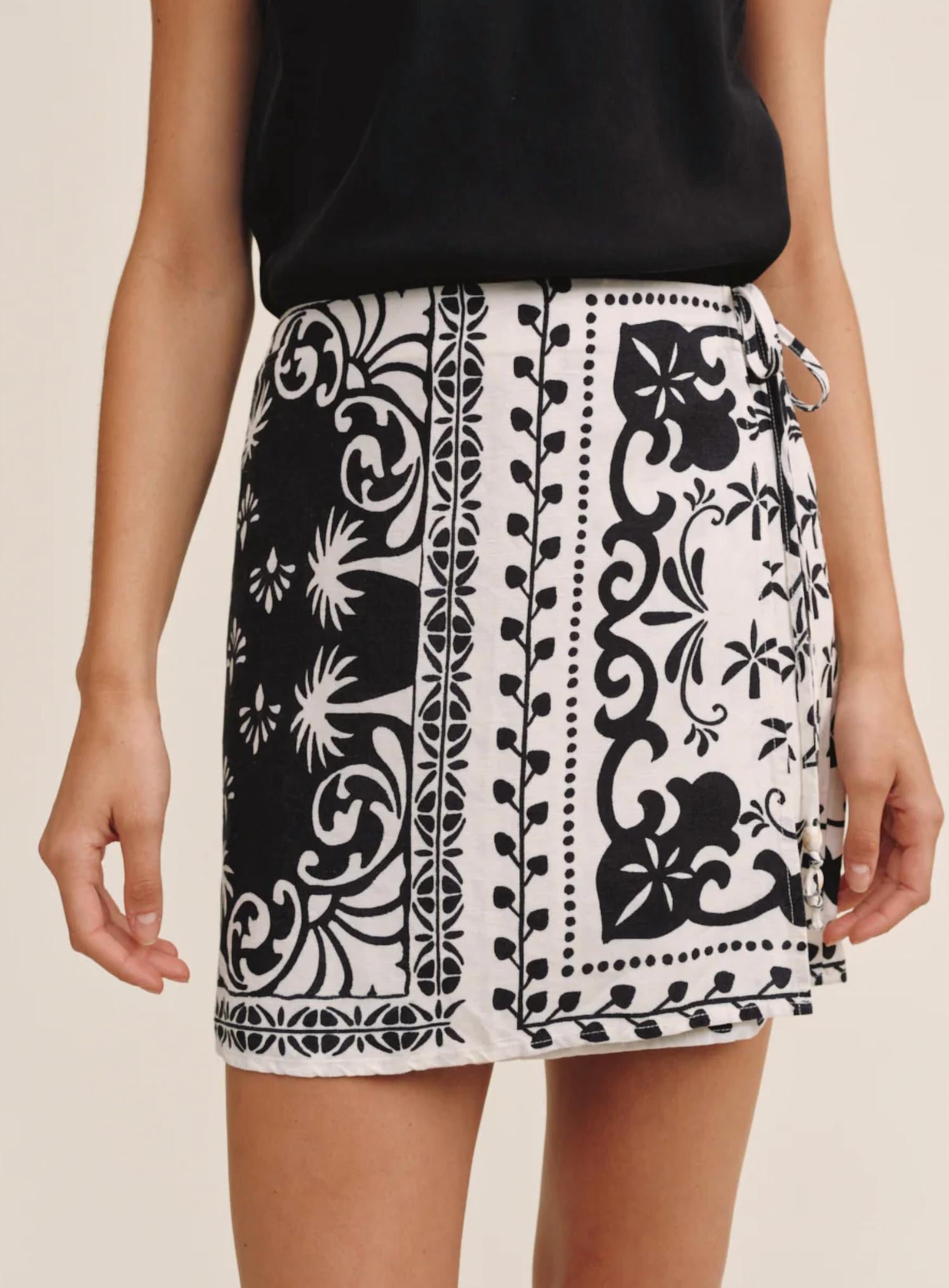 Bella Dahl Wrap Skirt With Sash in multi - women's skirt