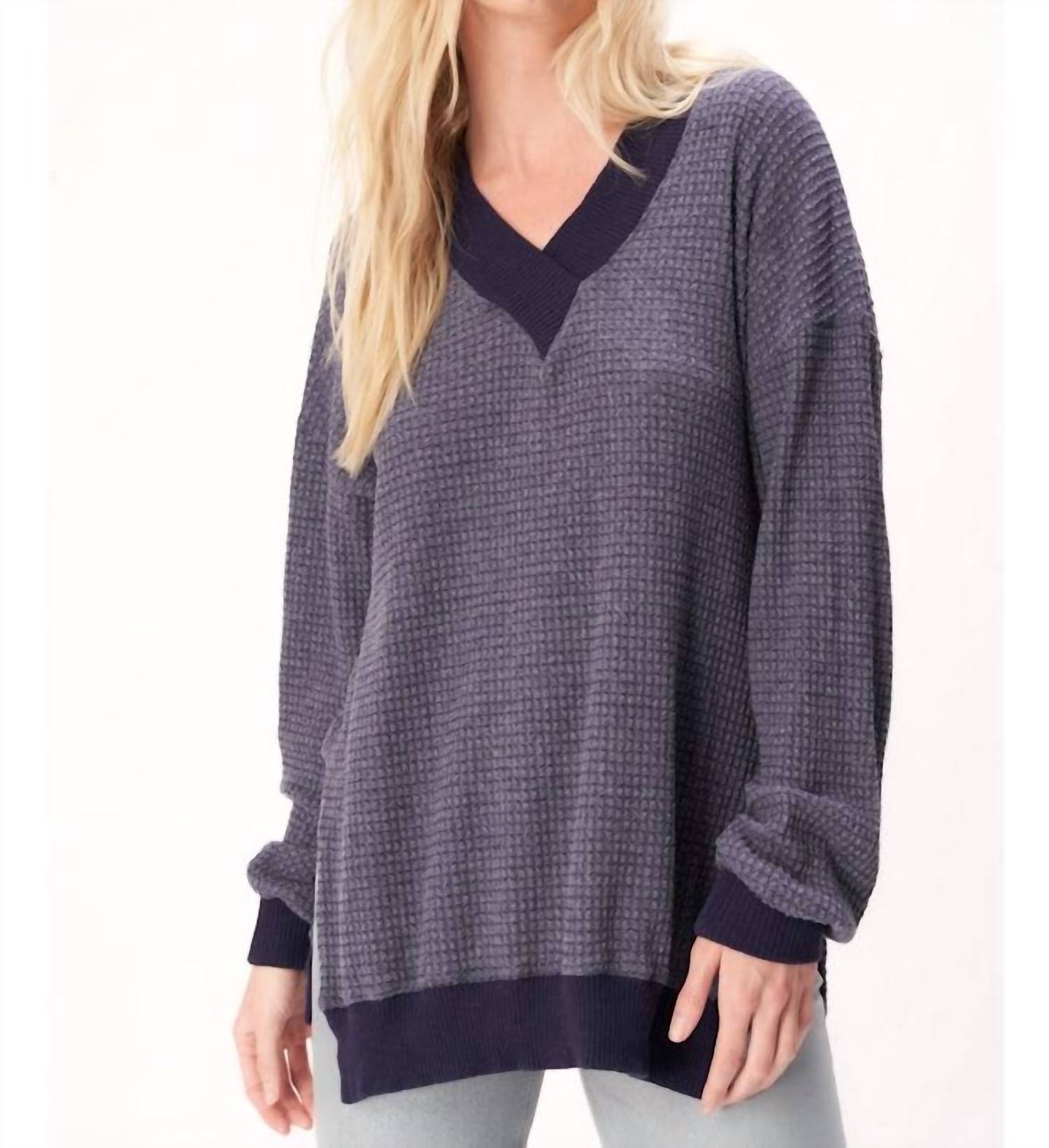 PROJECT SOCIAL T Cozy Thermal Sweater in purple - women's sweater