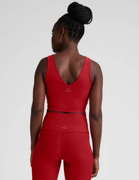 BEYOND YOGA Spacedye Good Day Cropped Tank Top in holly red heather - women's tank top - detail view