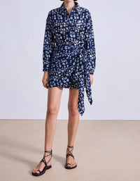 APIECE APART Alessandra Mini Dress in batik geo indigo - women's dress