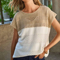 Joseph Ribkoff - Color Block Metallic Sweater Knit Pullover