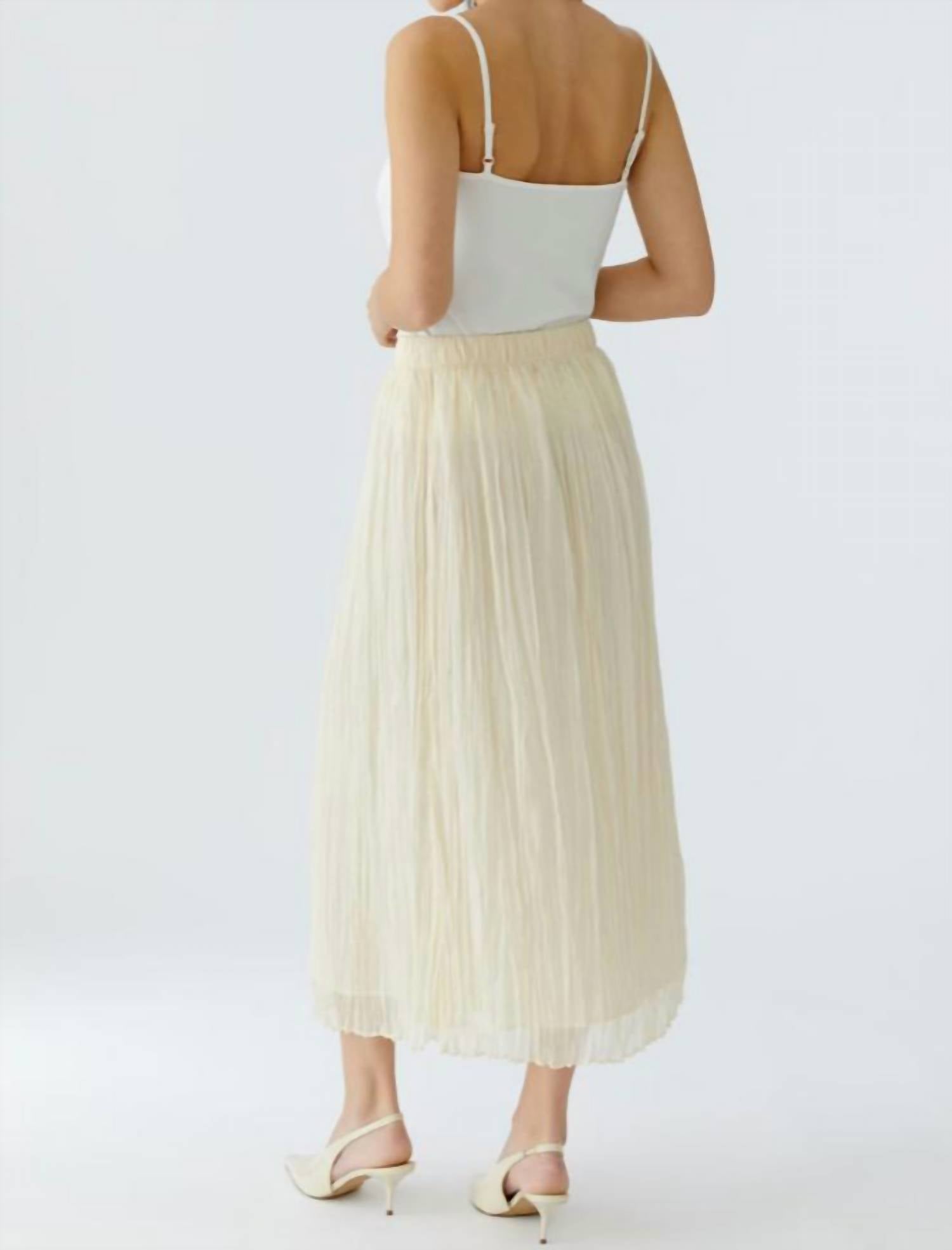 Oui Pleated Midi Skirt in whitecap - women's skirt - detail view