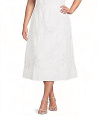 Skies Are Blue - Eyelet Lace Top And Midi Skirt Set