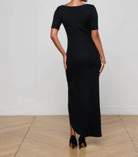 L'Agence Women's Lennon Slit Maxi Dress in black - women's dress - detail view