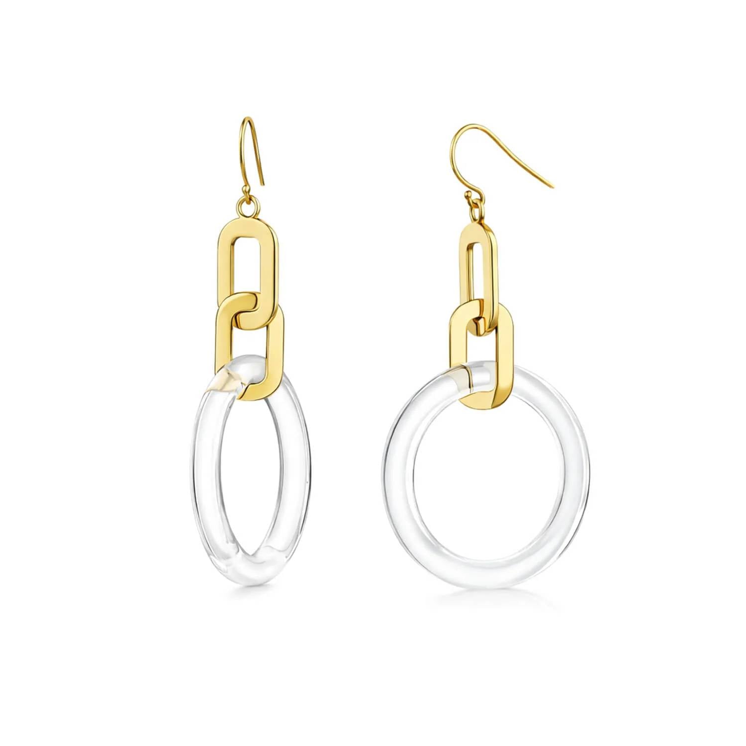 Gold & Honey - Women's Link Drop Lucite Earrings