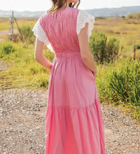 Strut & Bolt Eyelet Trim Tiered Midi Dress in pink - women's dress - view 5