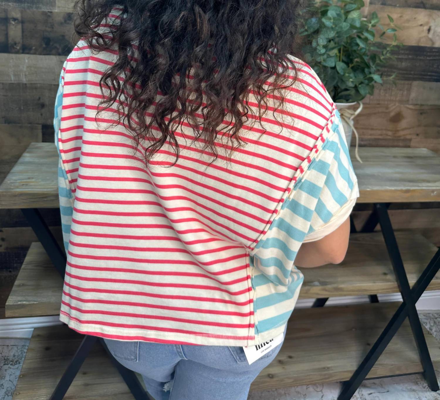 Peach Love - Stripe Color Block Top