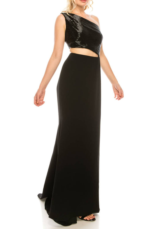 Carmen Marc Valvo - Beaded One Shoulder Evening Gown