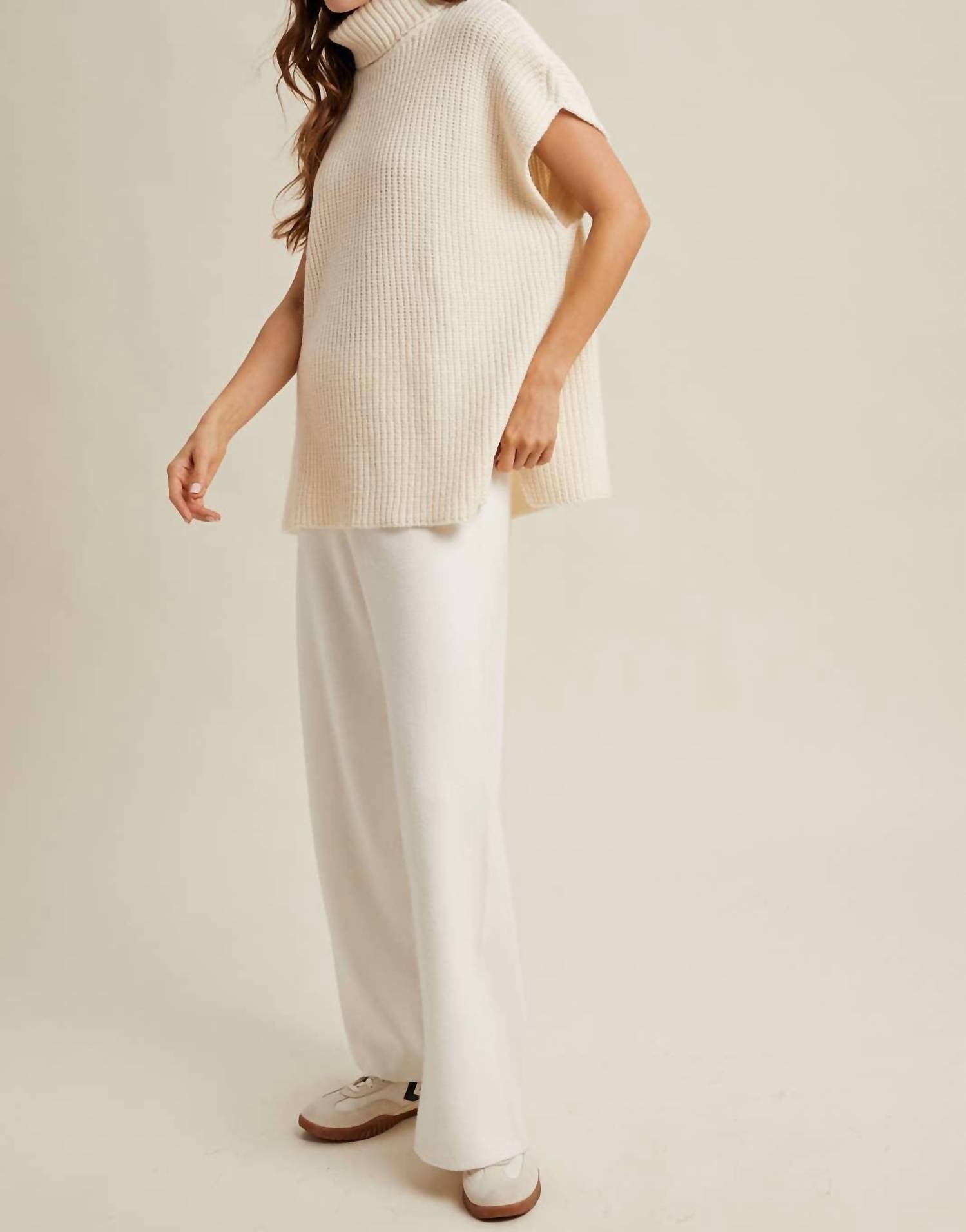 WISHLIST Turtle Neck Sweater Pant Set in white - women's sleepwear - alternate view