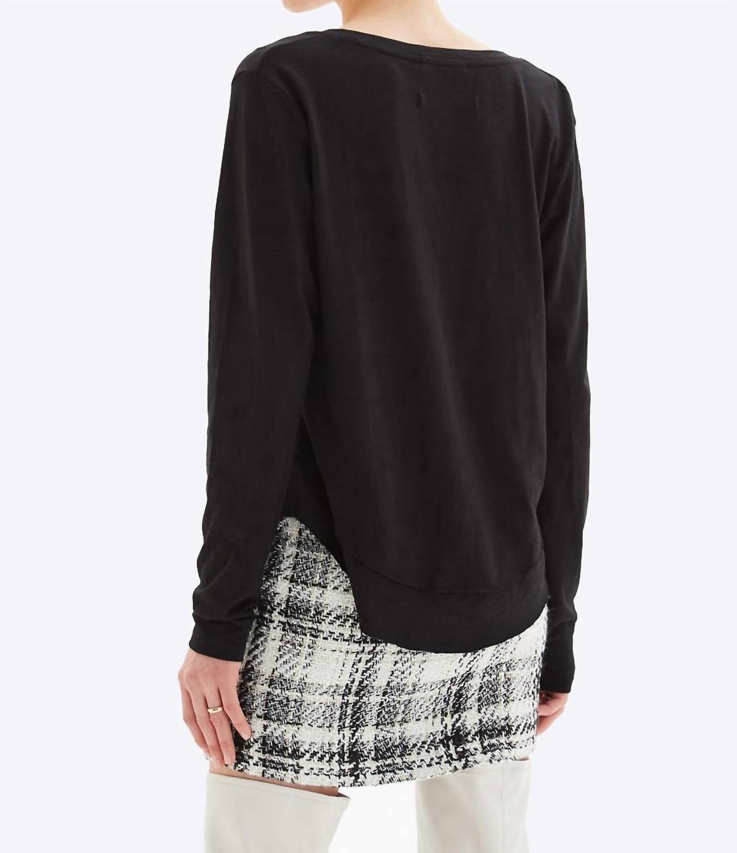 CHRLDR Ava V-neck Long Sleeve Mock Layer T-shirt in black - women's long sleeve top - alternate view