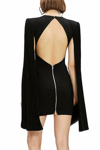 Jovani - Bateau Neck With Open Back Bodycon Crepe Dress