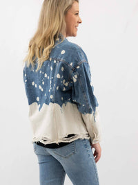 BiBi Acid Wash Boyfriend Denim Jacket in multi - women's jacket - alternate view