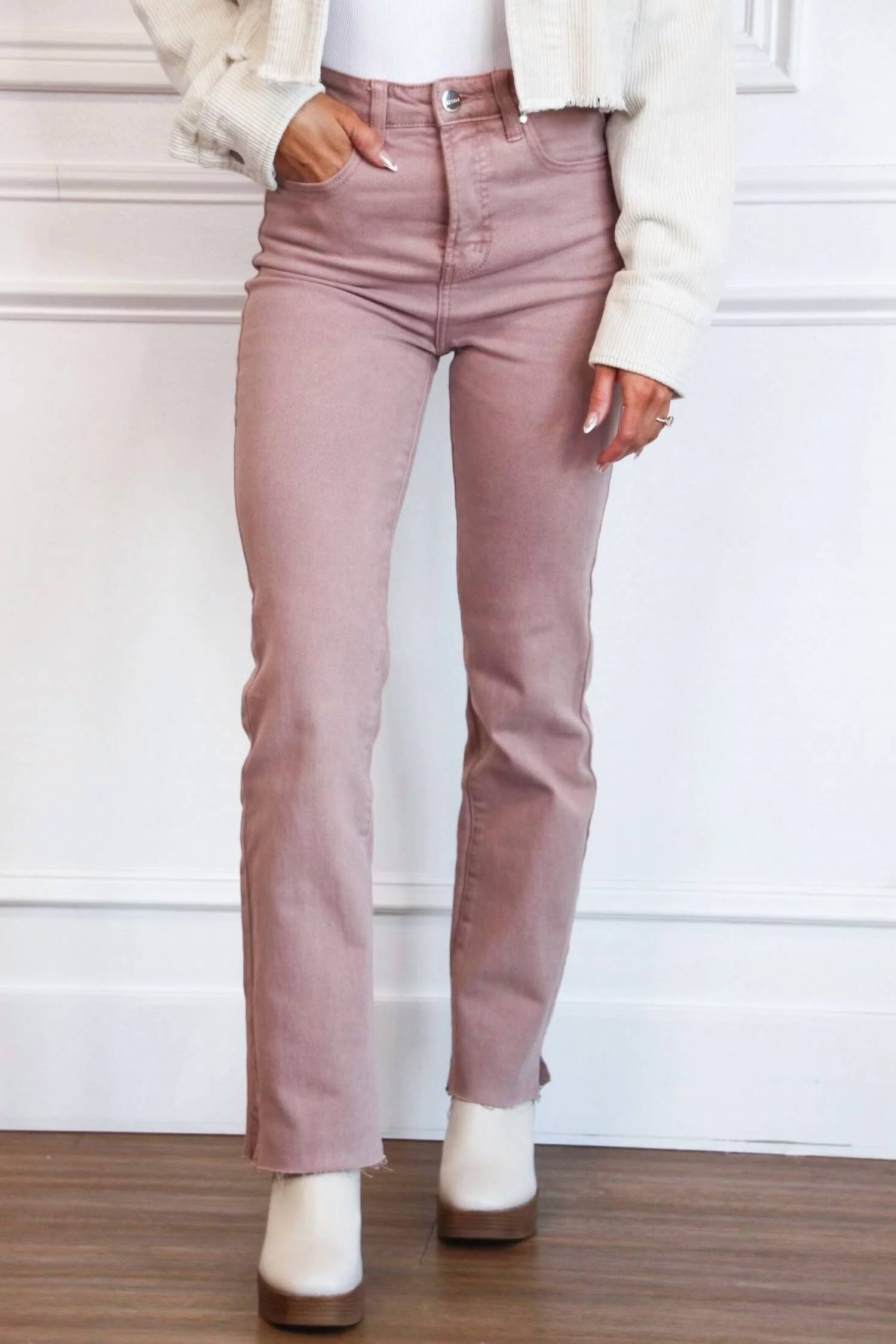 Risen - Lainey High Waisted Tummy Control Straight Leg Jeans