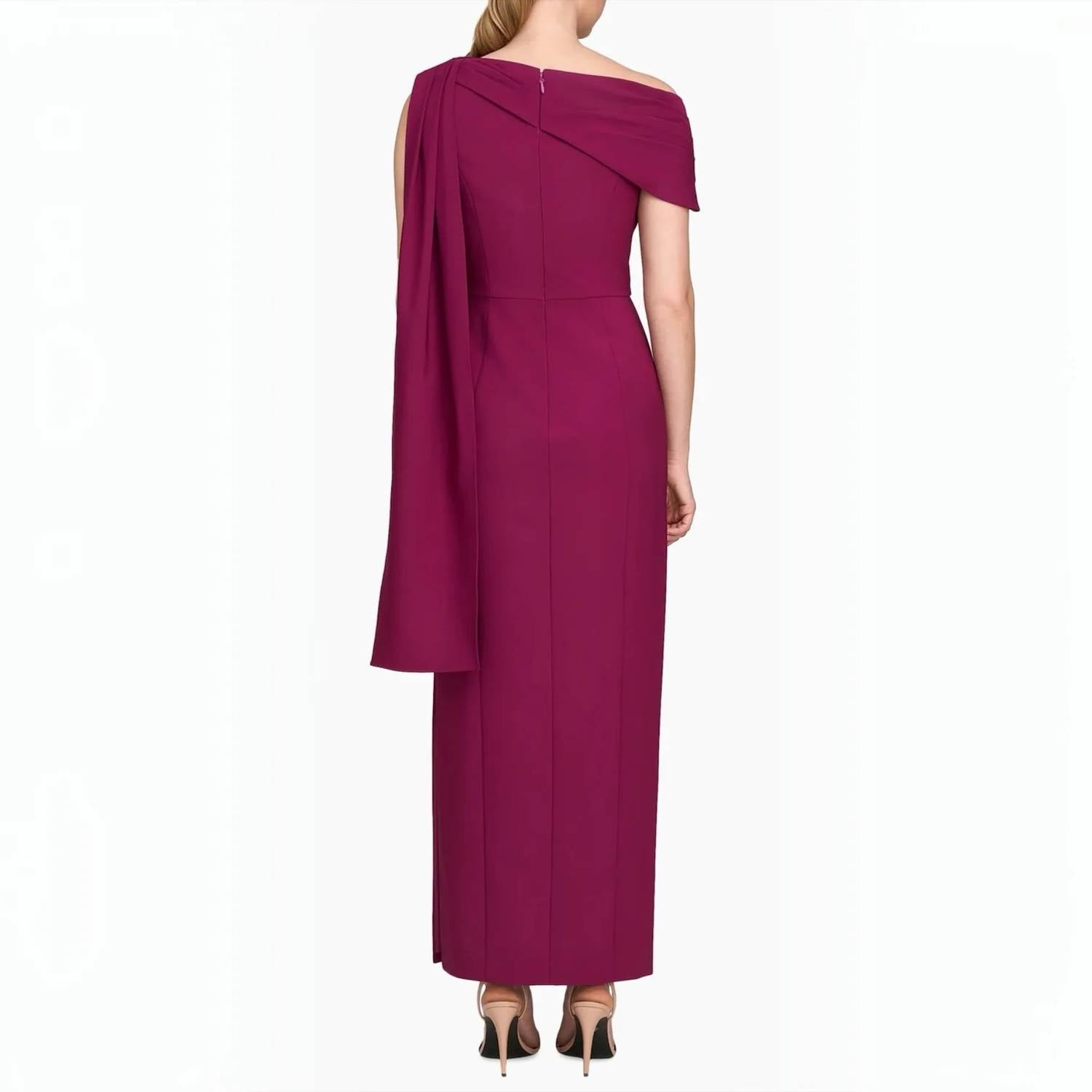 Kay Unger - Dominica Asymmetric Crepe Gown