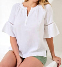 TRIBAL Raglan Sleeve Blouse in gardenia - women's blouse