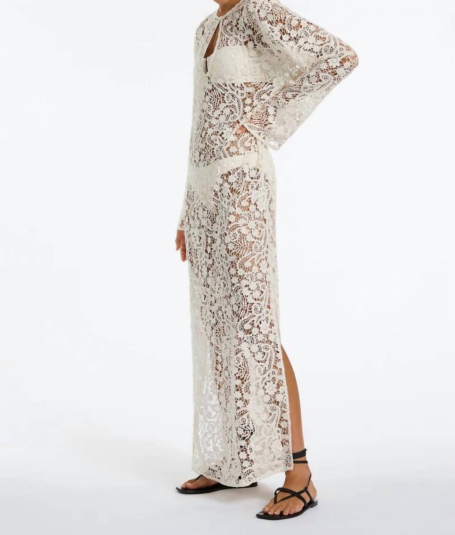 JETS Velana Lace Maxi Kaftan Cover Up in cream - women's dress - alternate view