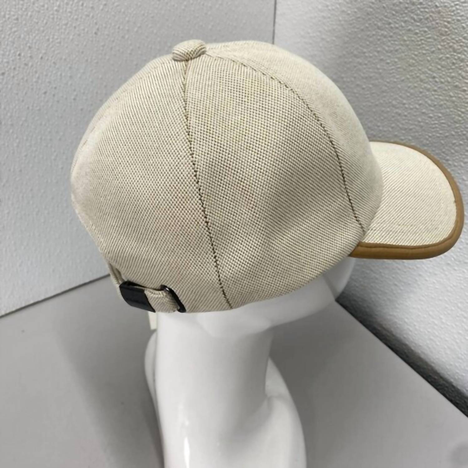 Vince Unisex Leather Trim Baseball Cap in beige - women's hat - view 4