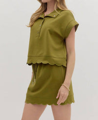 Entro - Scalloped Pullover Top
