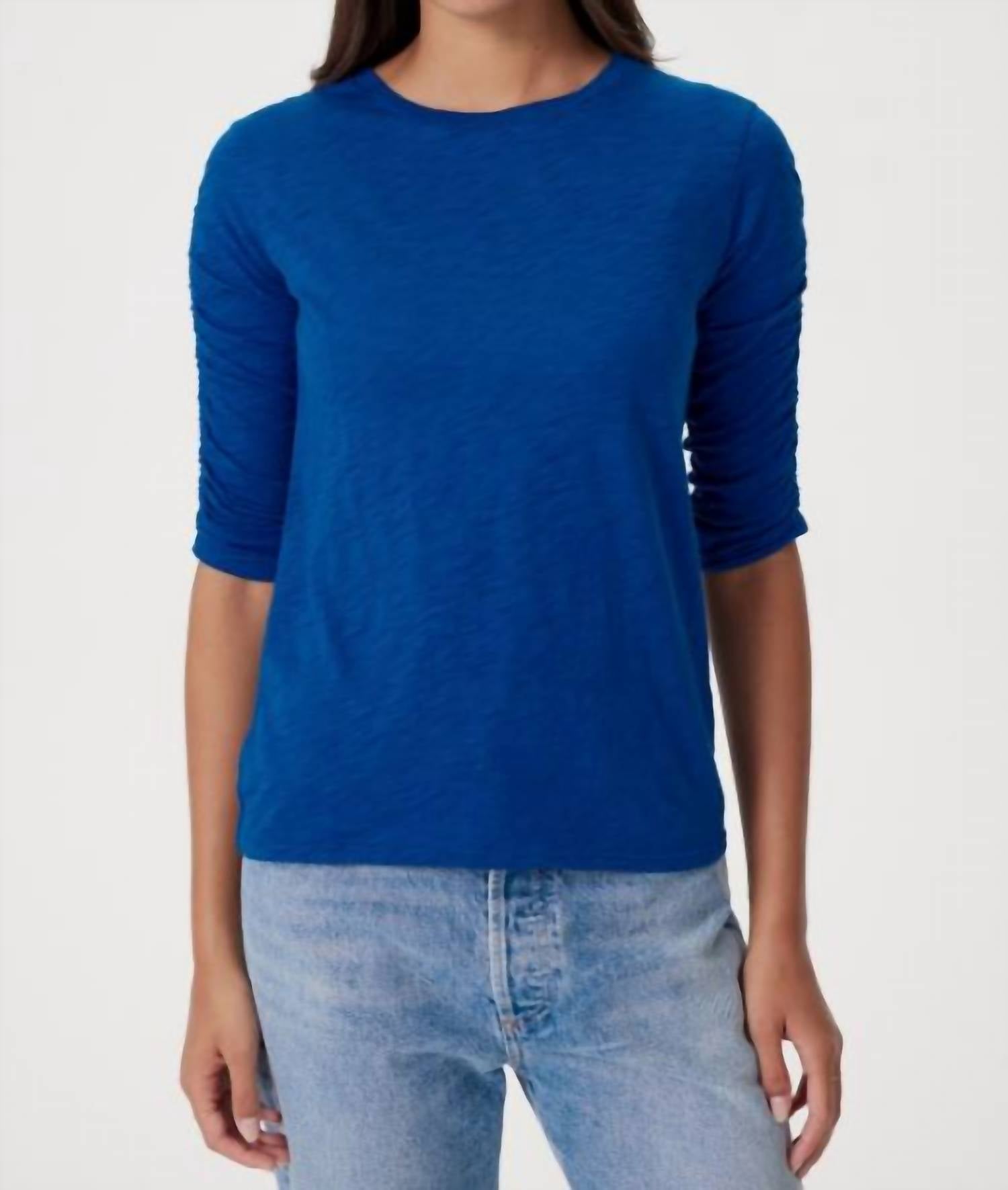 Goldie - Ruched Half Sleeve Crew Neck Tee