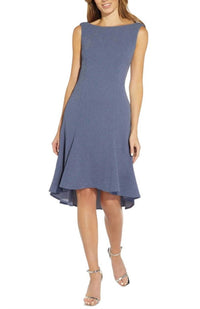 Adrianna Papell - Boat Neck Sleeveless Cowl Metallic Knit Dress