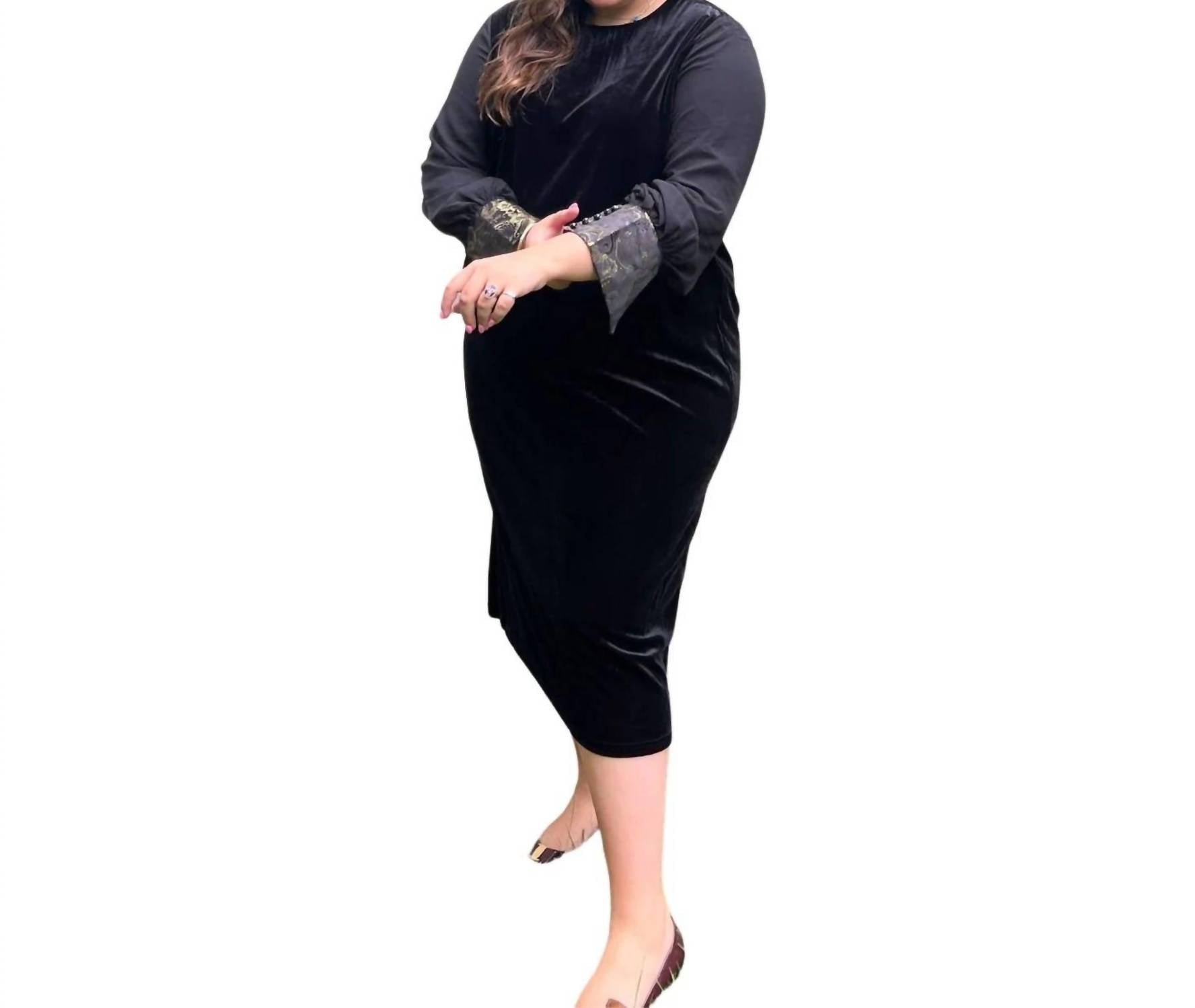 Swuun - Noble Long Sleeve Midi Dress - Plus