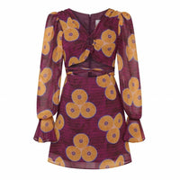 Autumn Adeigbo - Amelie Printed Cut-out Mini A-line Dress