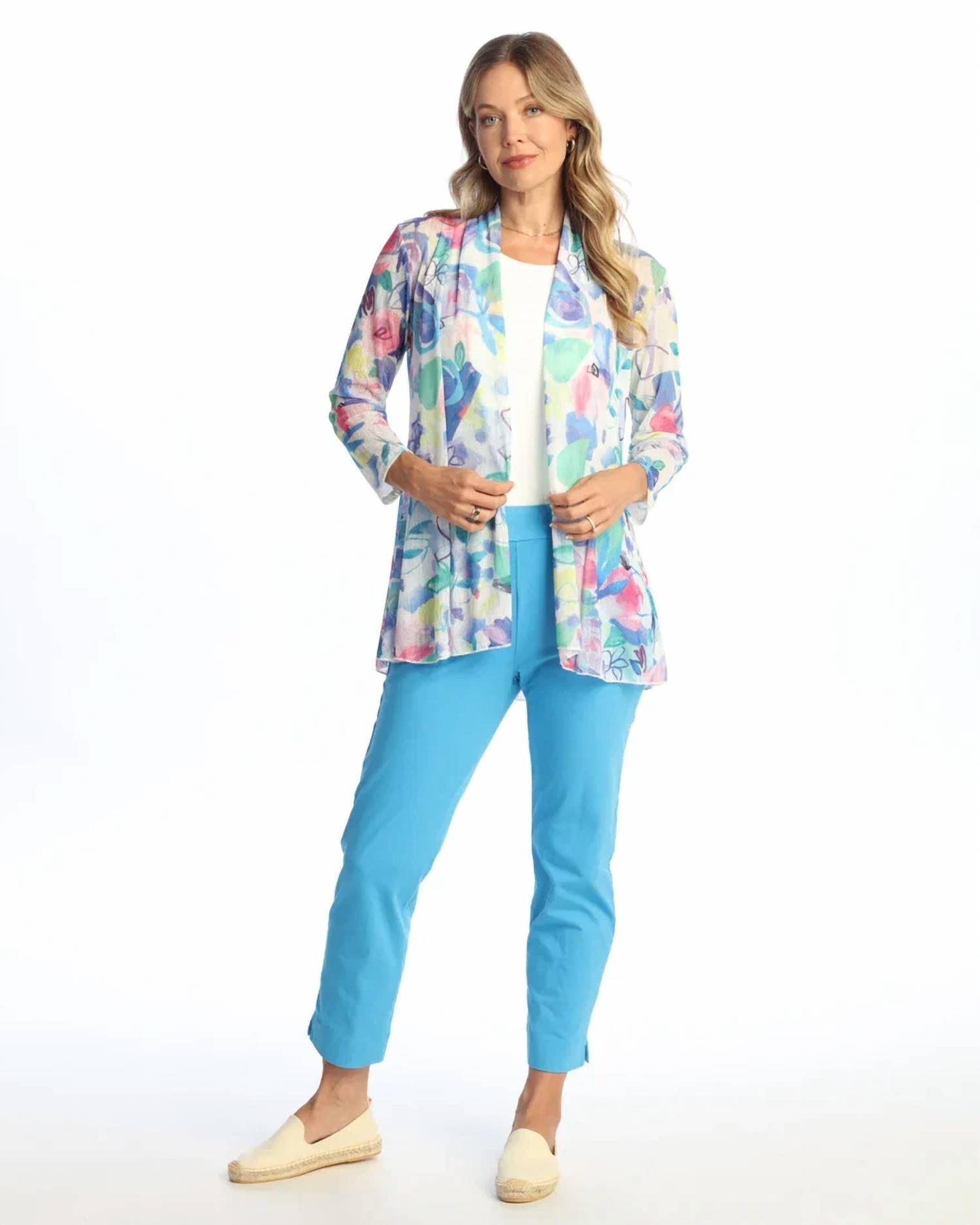Jess & Jane - Crepe Mesh Drape Cardigan