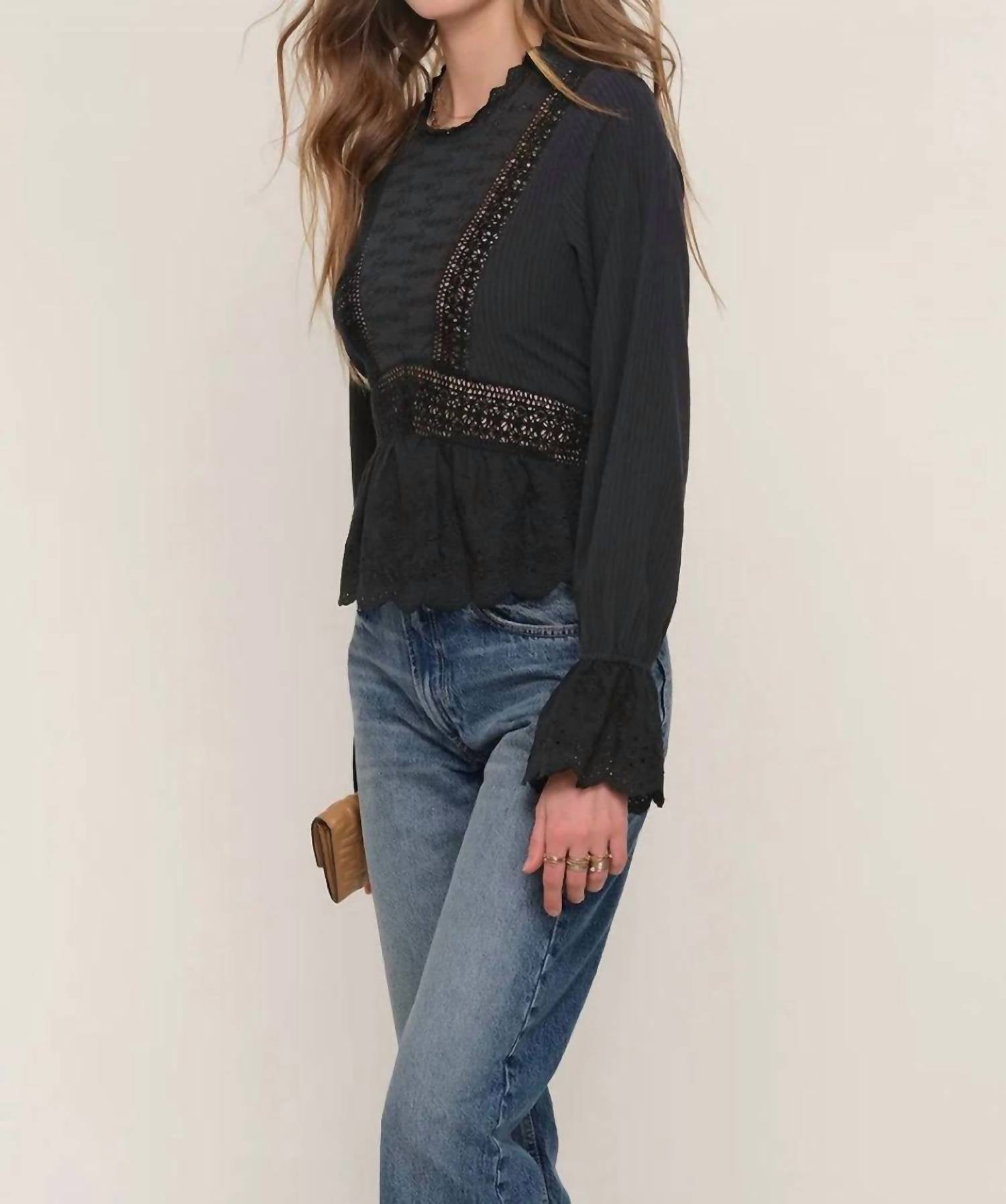 heartloom Miriam Long Sleeve Blouse in beige - women's blouse - alternate view