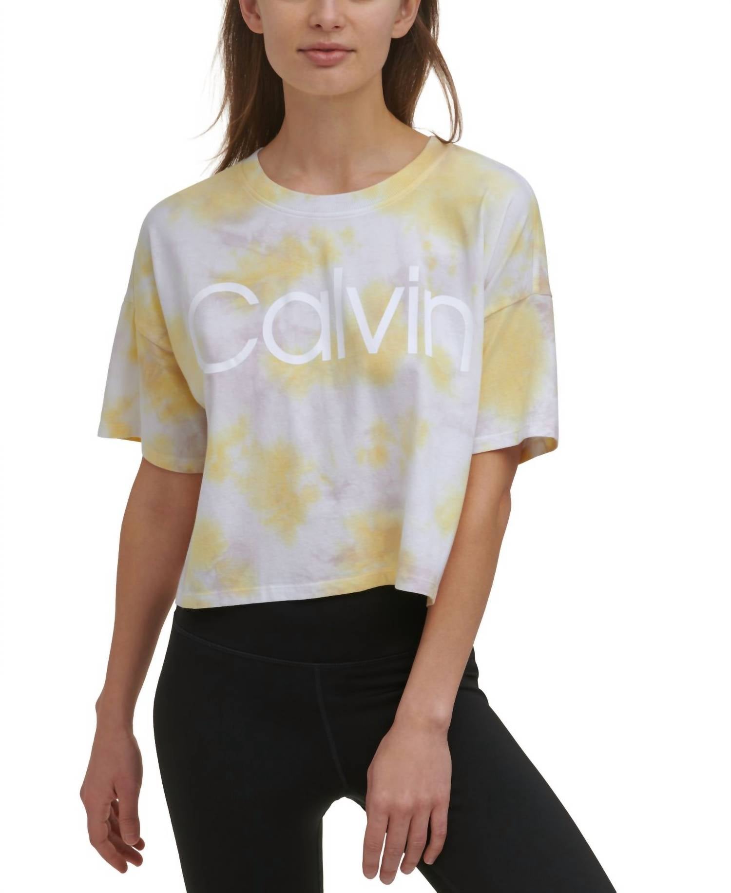 Calvin Klein - Calvin Klein Womens Activewear Performance Cropped Tie-Dyed T-Shirt