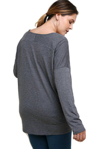 Umgee - Heathered Front Knot Detail Top