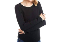 Karen Kane - Liora Long Sleeve Edge Stitch Crewneck Top