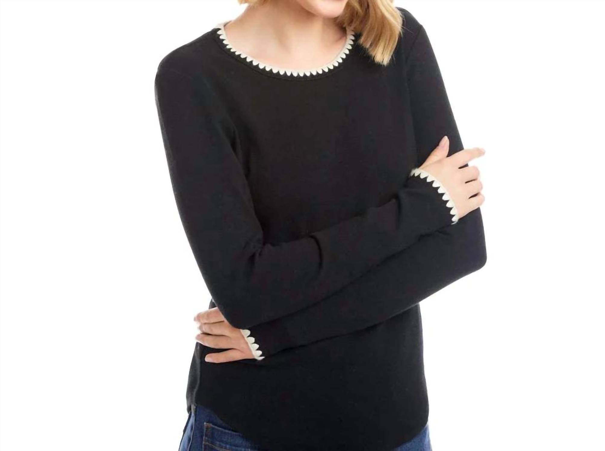 Karen Kane - Liora Long Sleeve Edge Stitch Crewneck Top