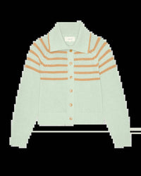 The Great. - Scholar Cardigan with Crochet Stripes